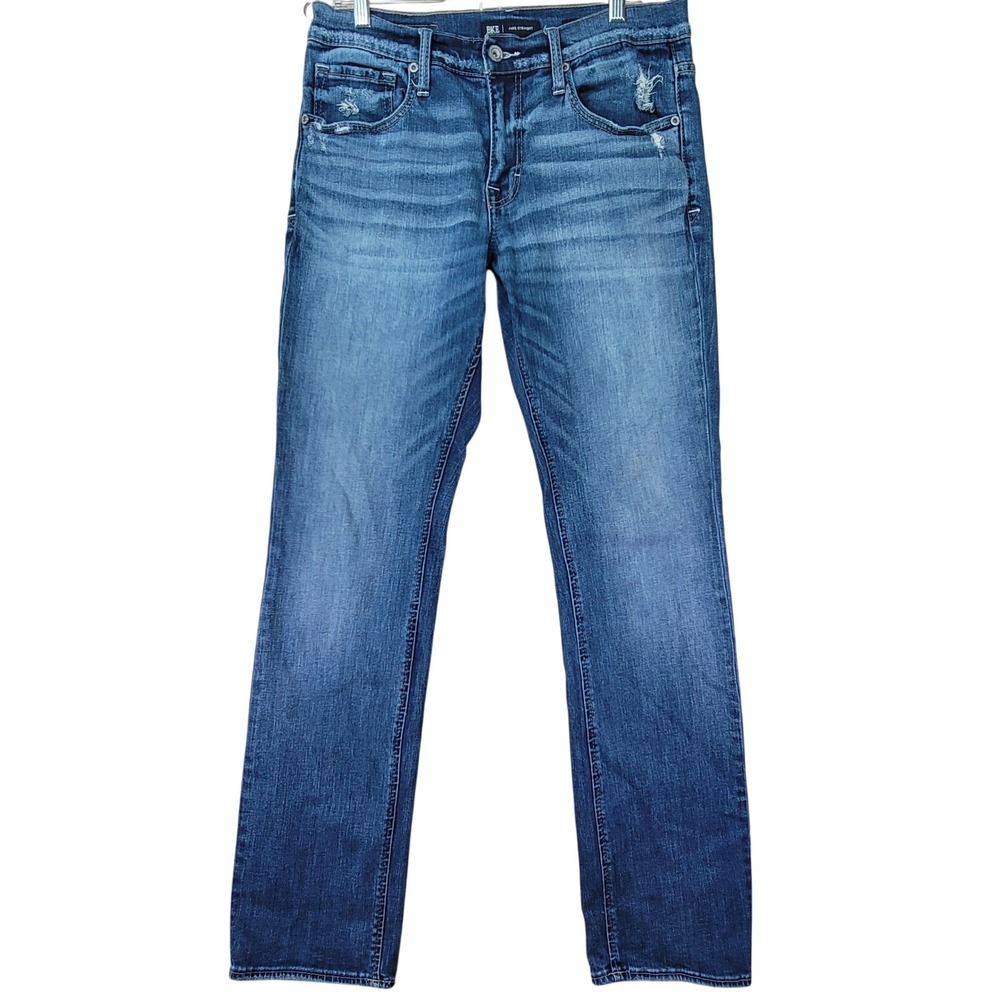 BKE Jake Straight Jeans Mens 33x34 Blue Excellent Distressed ABP16297